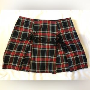 LipService plaid mini skirt with lace up detail. Size small